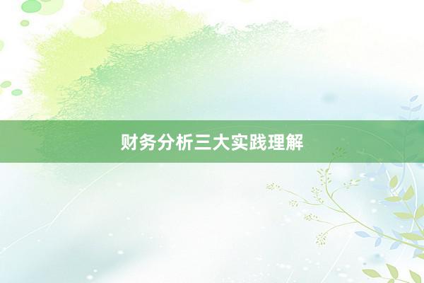 财务分析三大实践理解