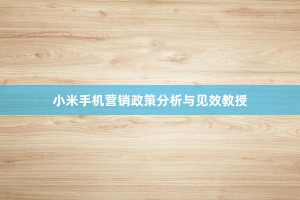 小米手机营销政策分析与见效教授